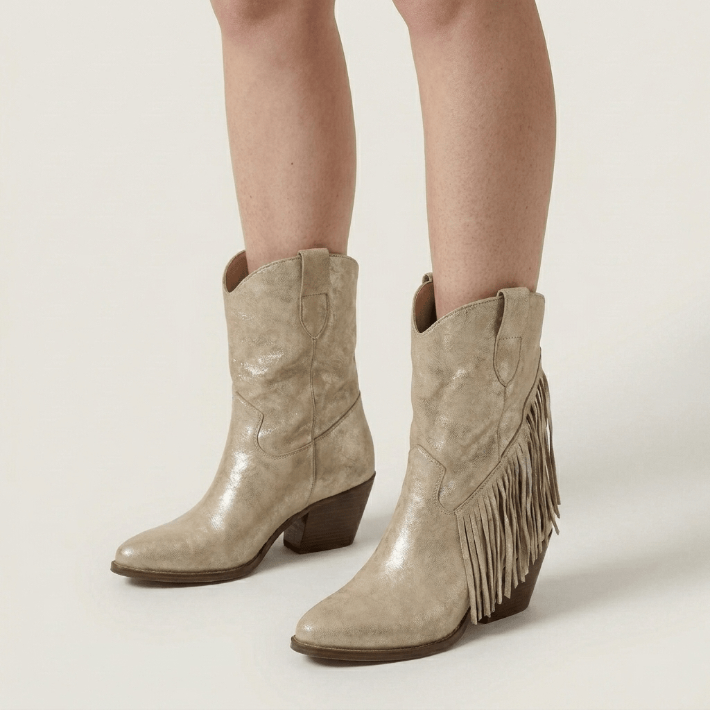 Stivaletti Texani Dakota Shine Beige - KALI SHOES®