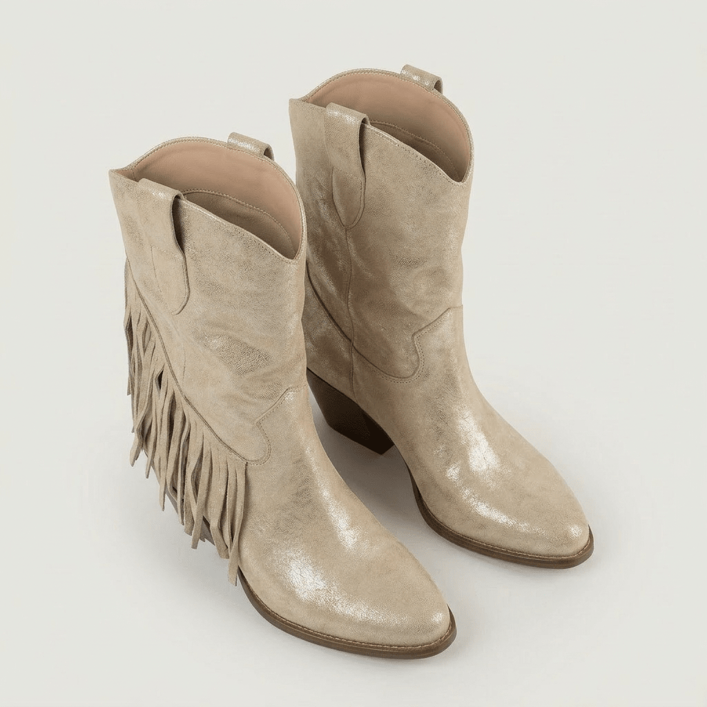 Stivaletti Texani Dakota Shine Beige - KALI SHOES®