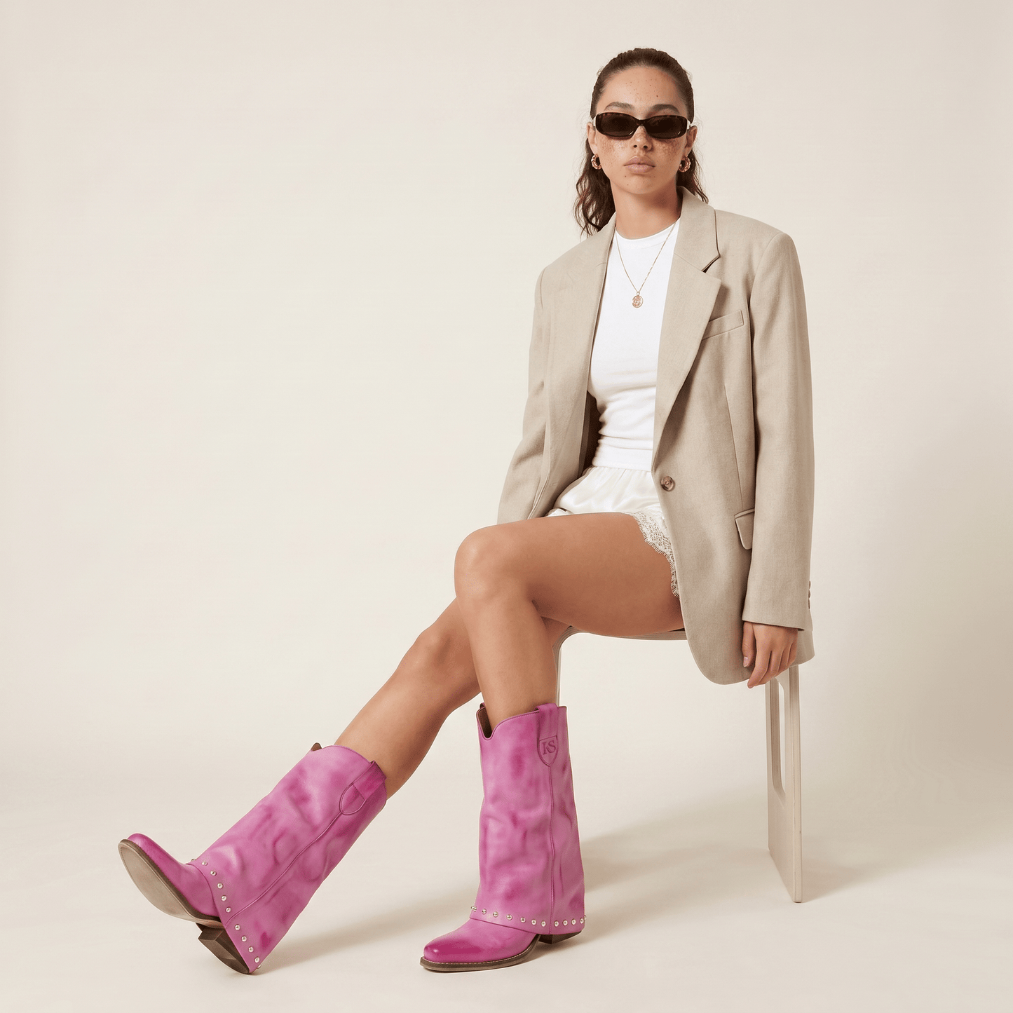 Stivaletti Texani Sidney Brushed Flamingo - KALI SHOES®