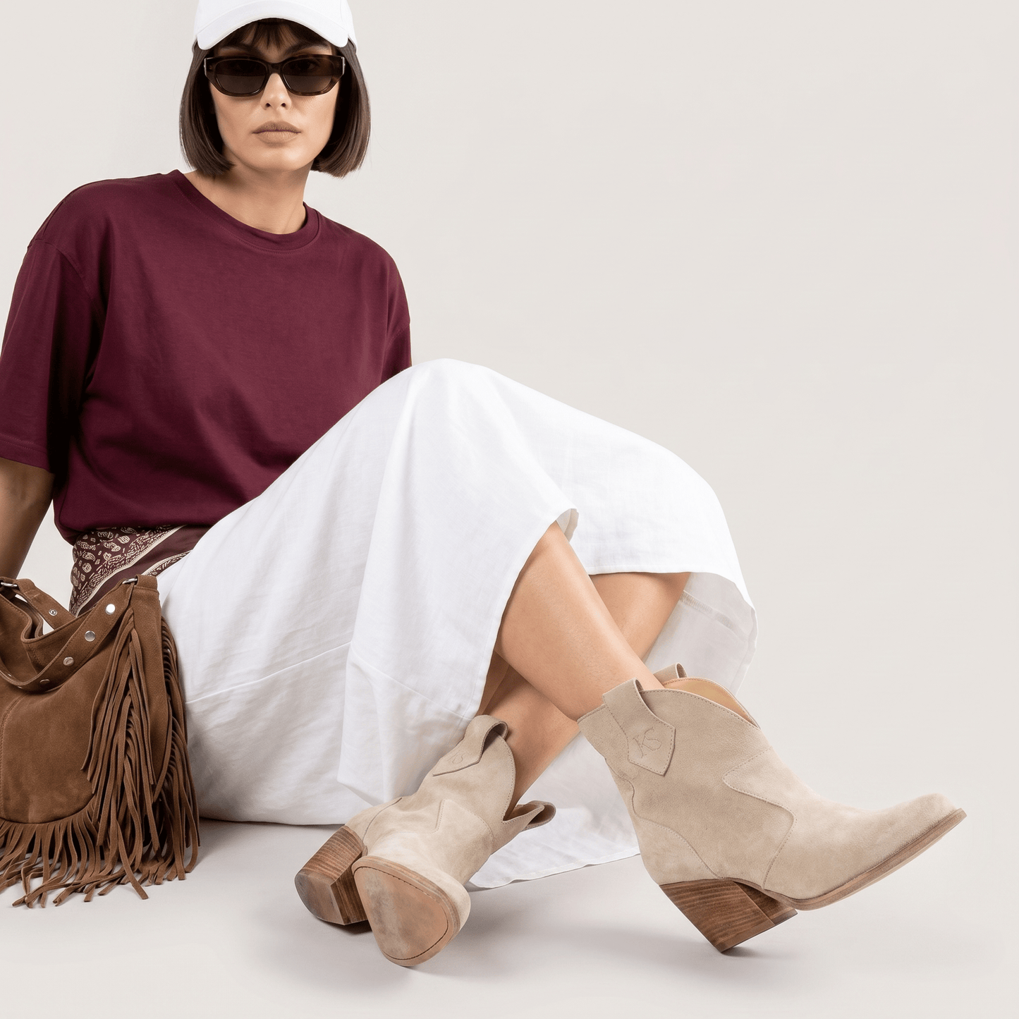 Stivaletti Texani Velvet Beige - KALI SHOES®