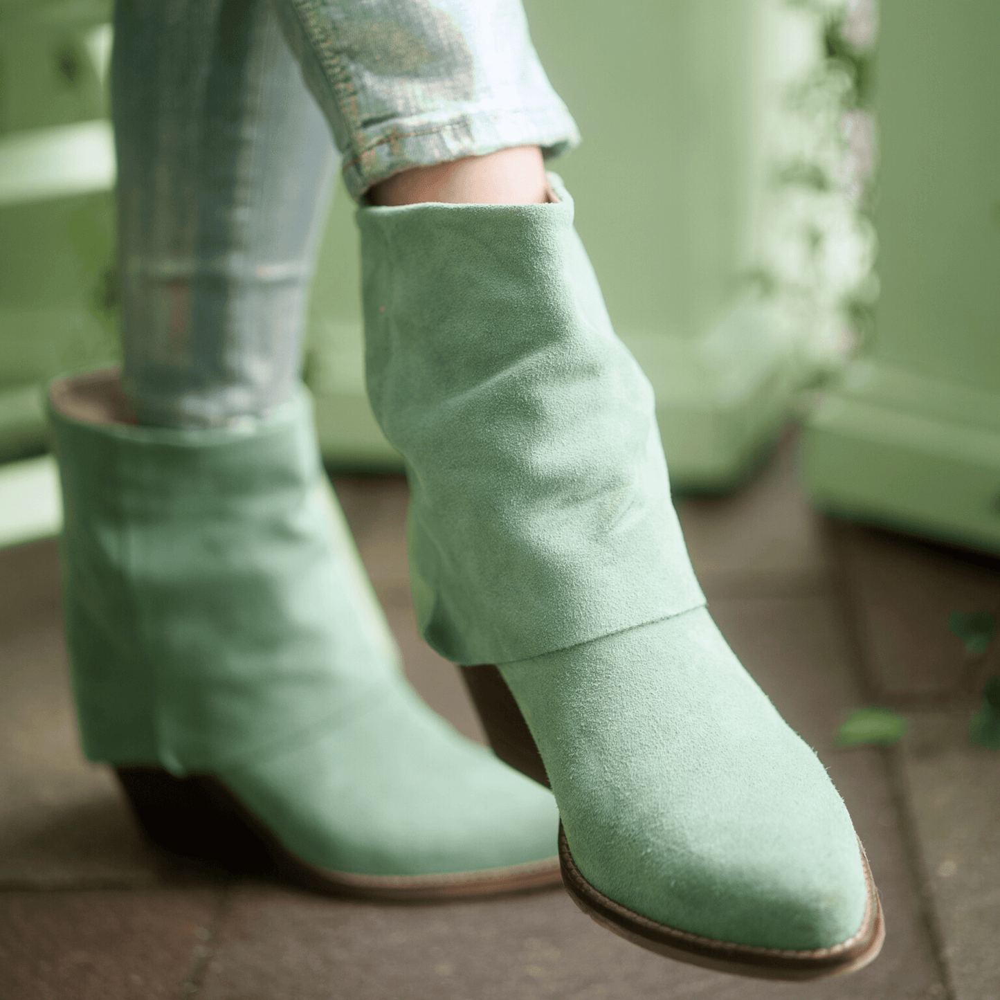 Stivaletti Texani Vittoria Verde Menta - KALI SHOES®