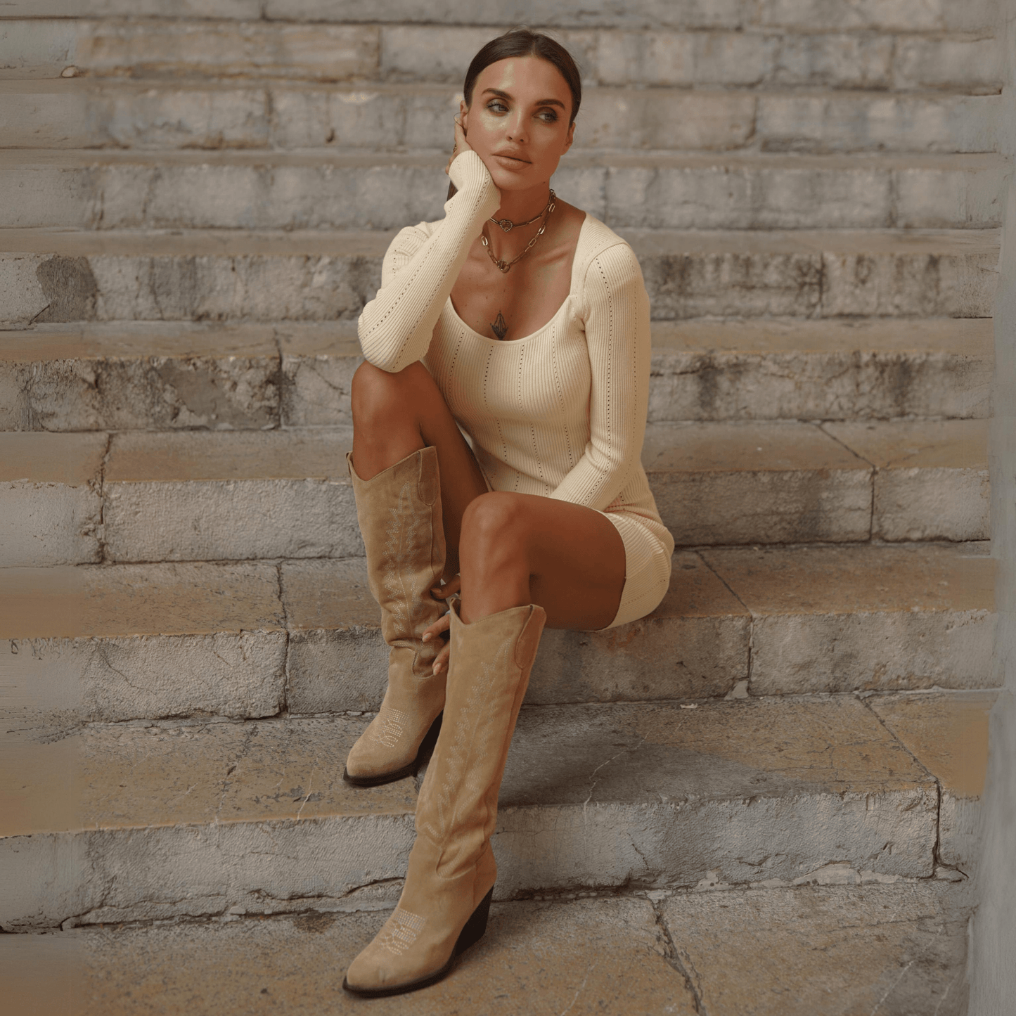 Stivali Texani Dallas Taupe - KALI SHOES®