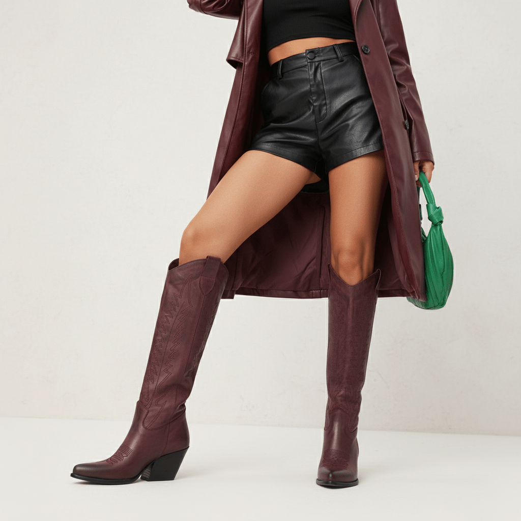 Stivali Texani Nabiki Brushed Bordeaux - KALI SHOES®