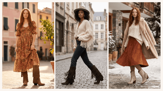 Il perfetto outfit boho: come crearlo e valorizzarlo con gli stivali texani con le frange - KALI SHOES®