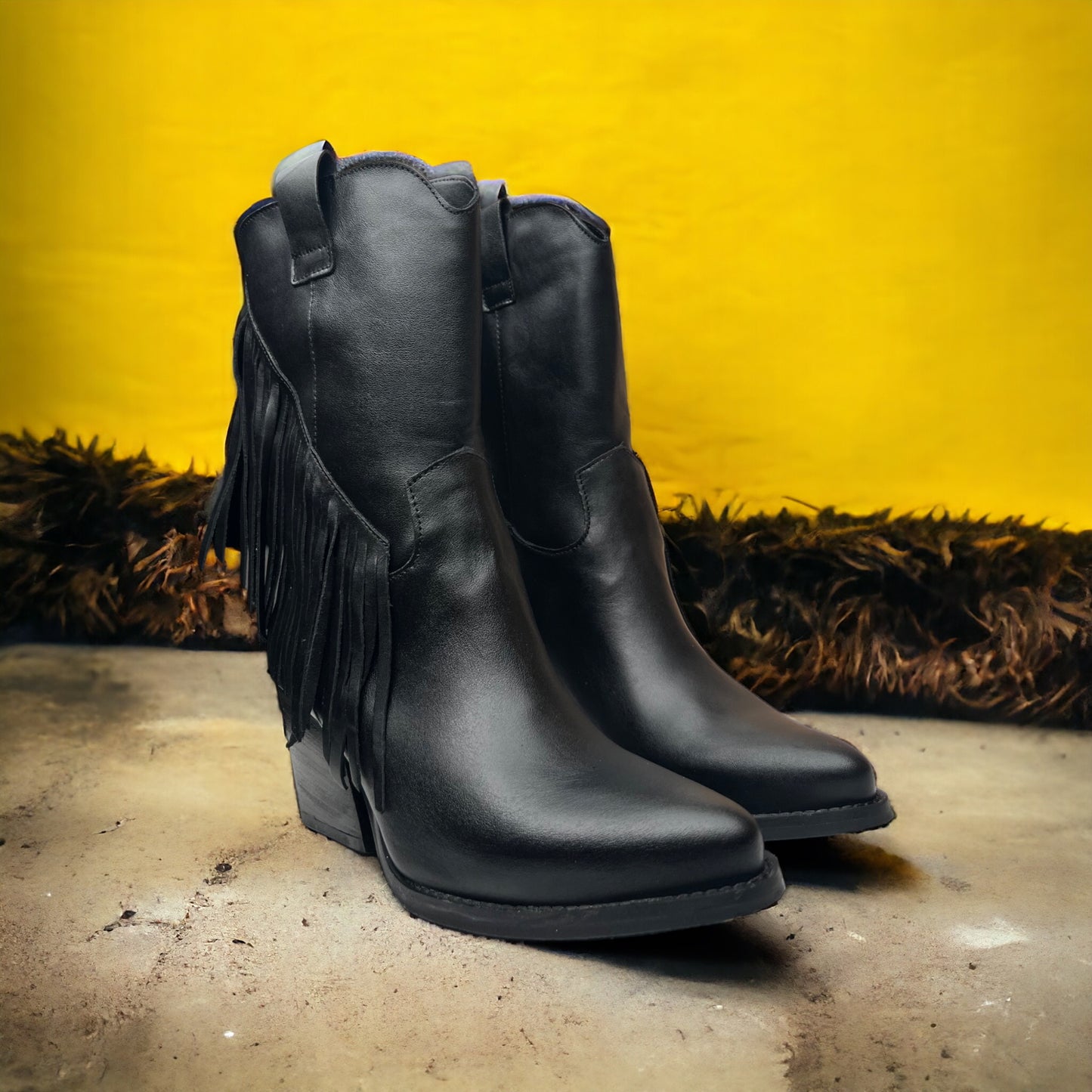 Dakota Black Leather Texan Boots