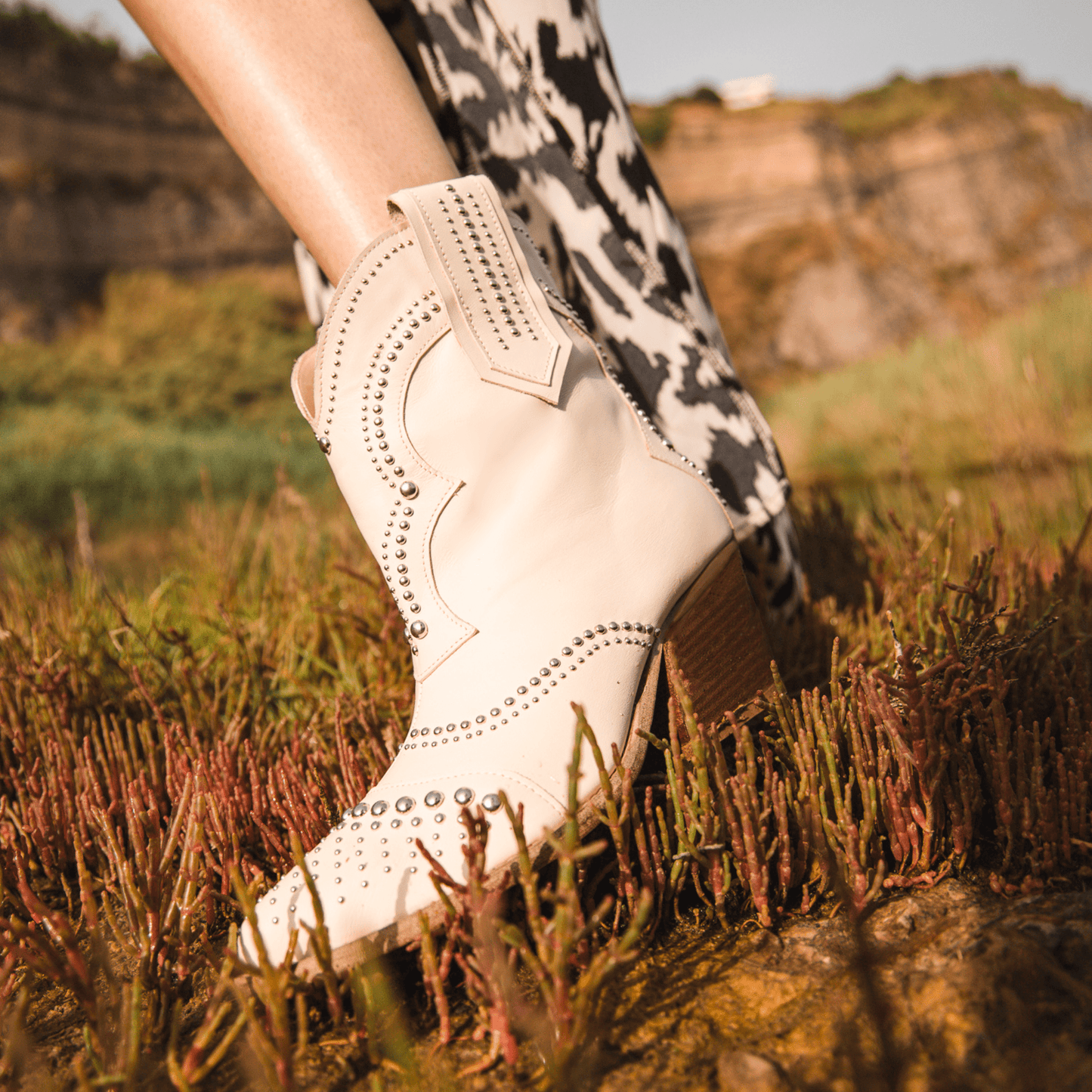 Ivy Weiß Texanische Stiefeletten