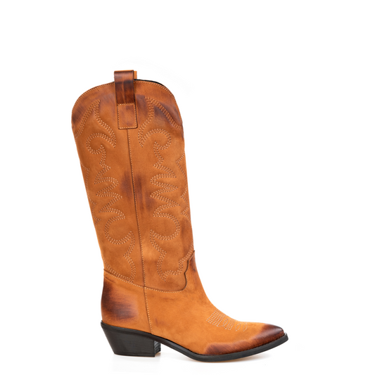 Jennifer Leather Texan Boots 