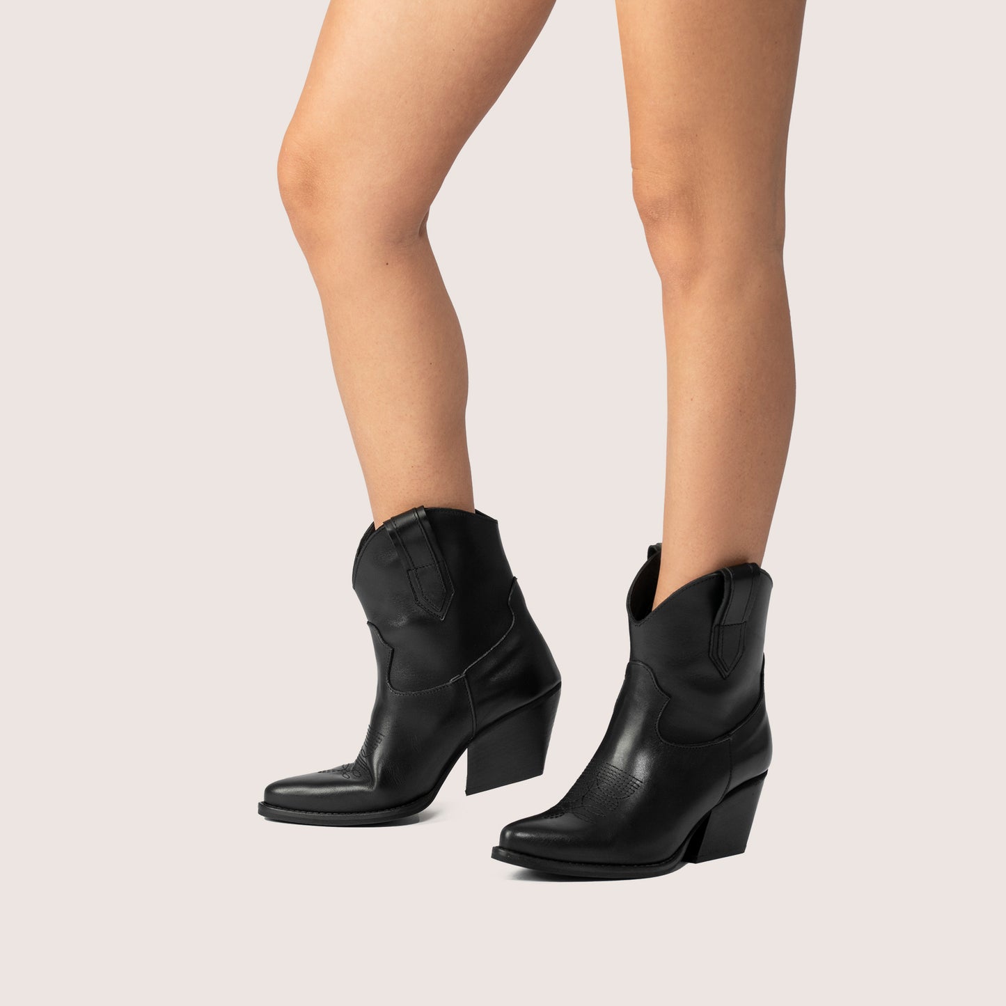 Marley Black Texan Ankle Boots