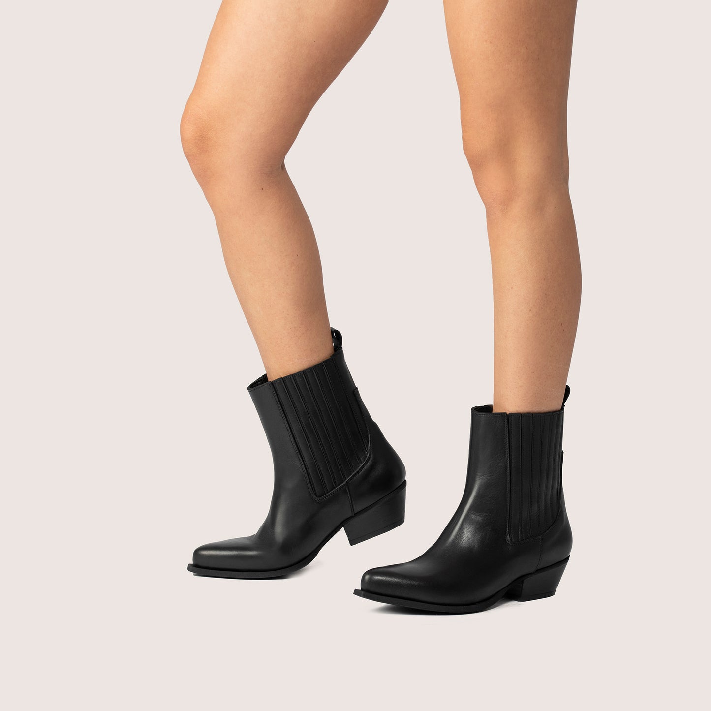 Dusty Black Texan Ankle Boots