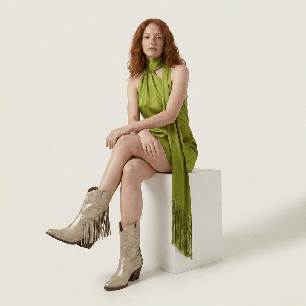 Stivaletti Texani Dakota Shine Beige - KALI SHOES®