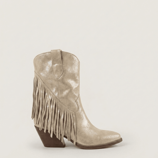 Stivaletti Texani Dakota Shine Beige - KALI SHOES®