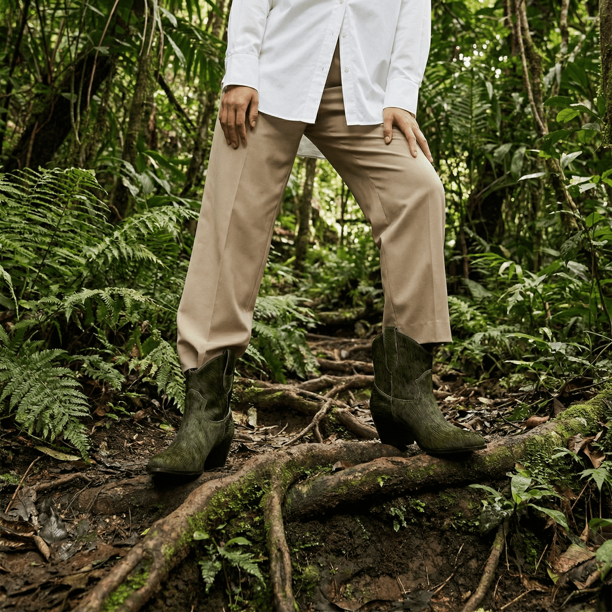 Stivaletti Texani Leila Jungle Loden - KALI SHOES®