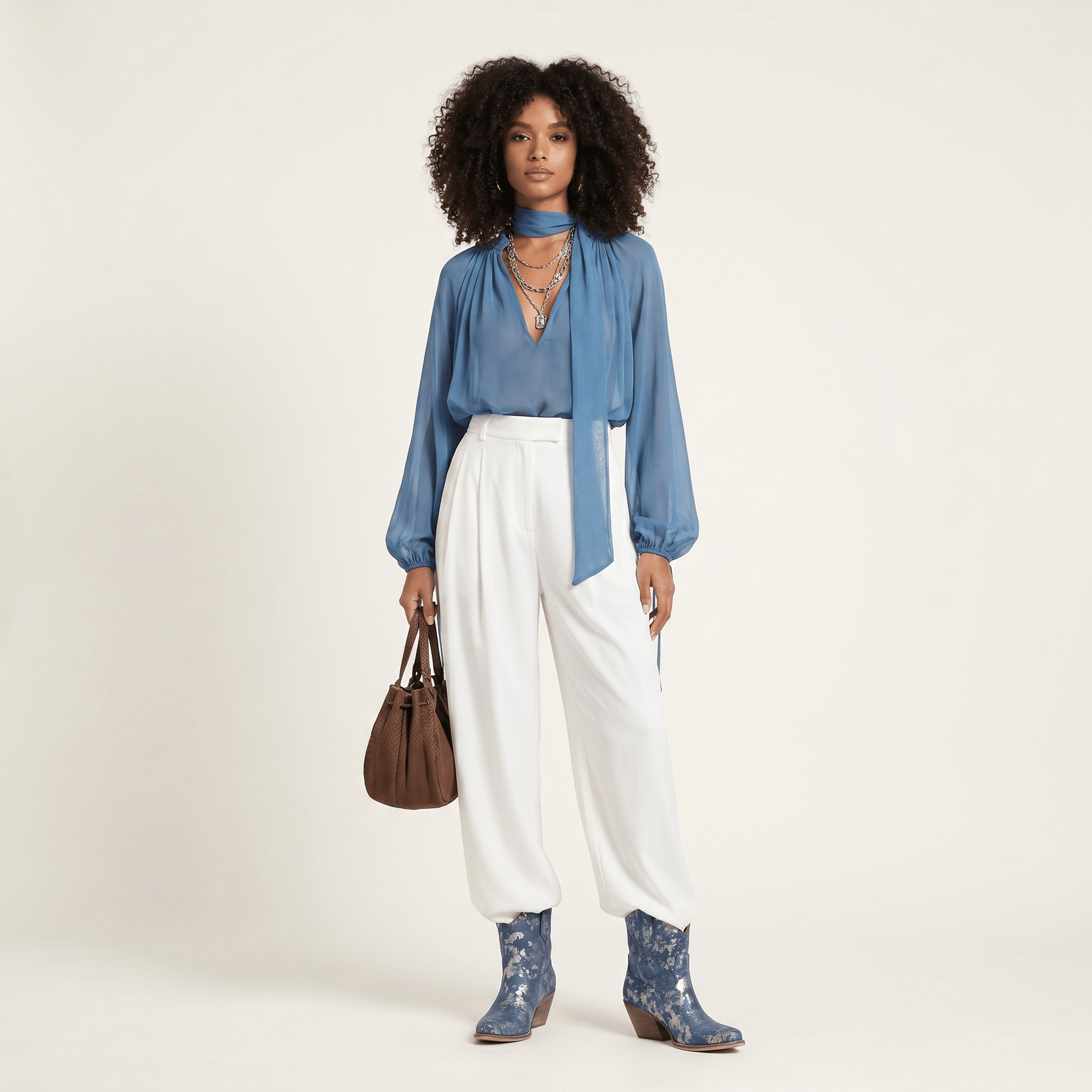 Stivaletti Texani Leila Shine Blu - KALI SHOES®