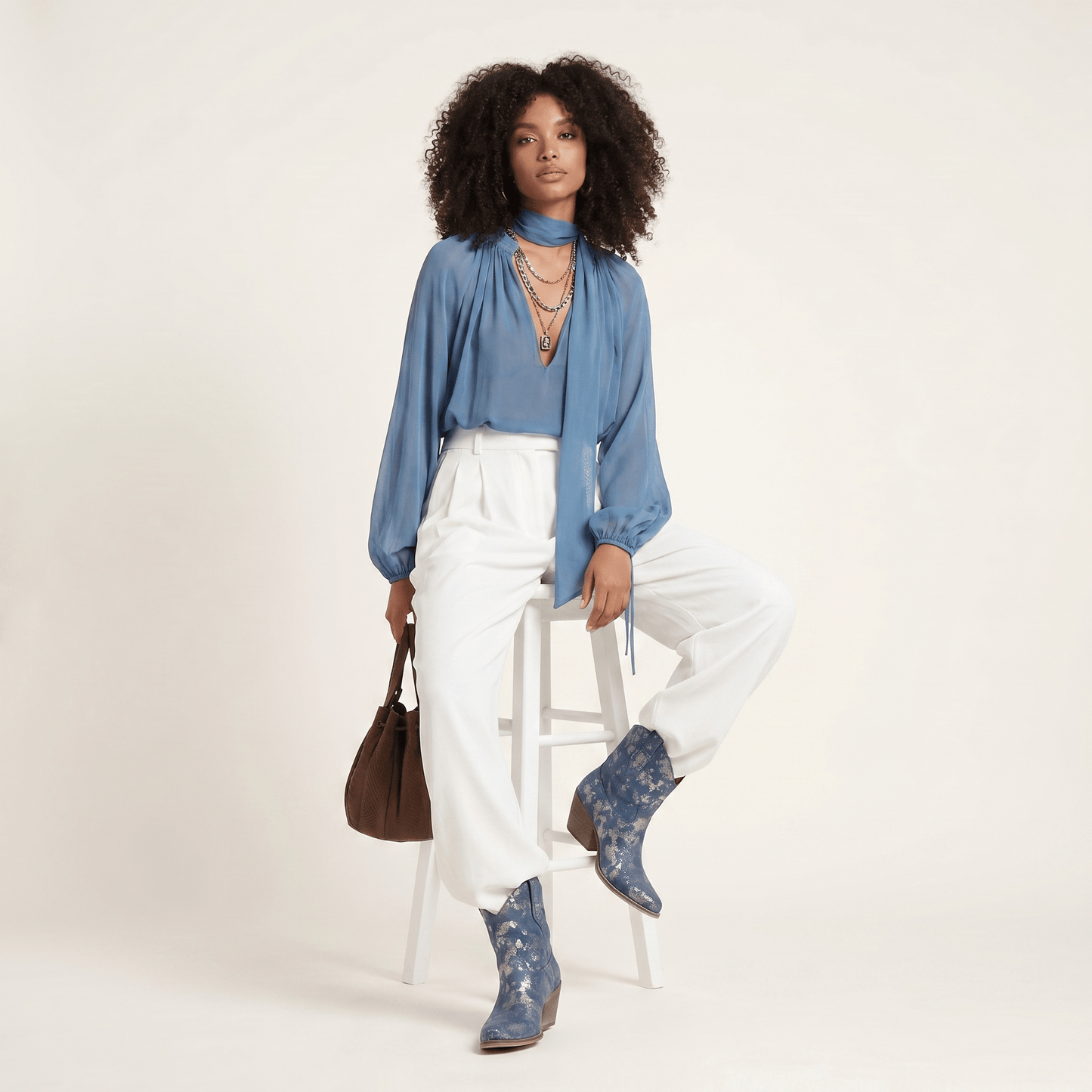 Stivaletti Texani Leila Shine Blu - KALI SHOES®