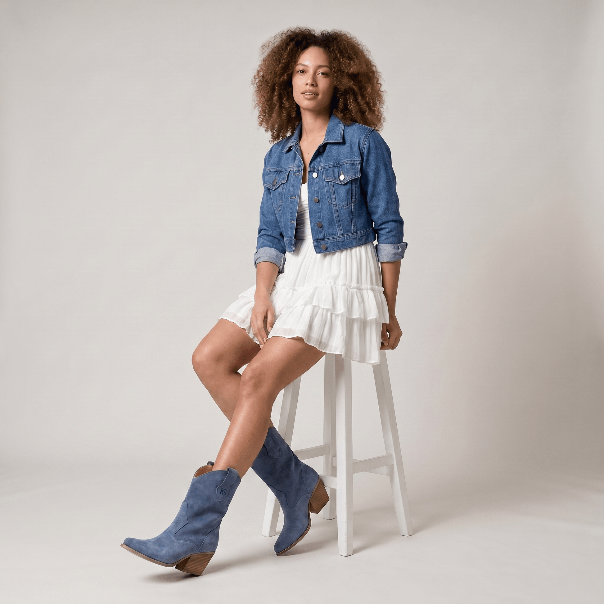 Stivaletti Texani Montana Blue Jeans - KALI SHOES®