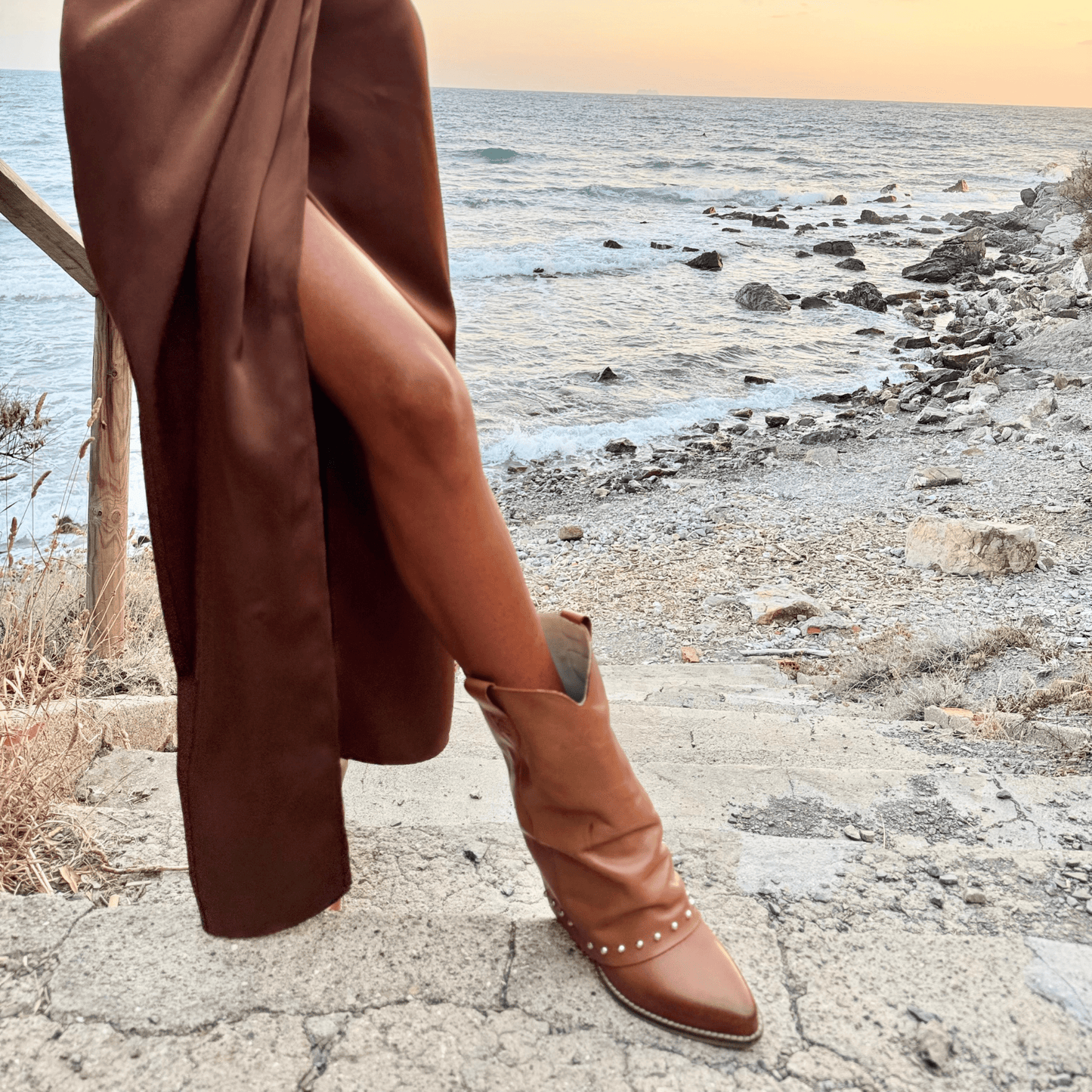 Stivaletti Texani Sidney Brushed Caramel - KALI SHOES®