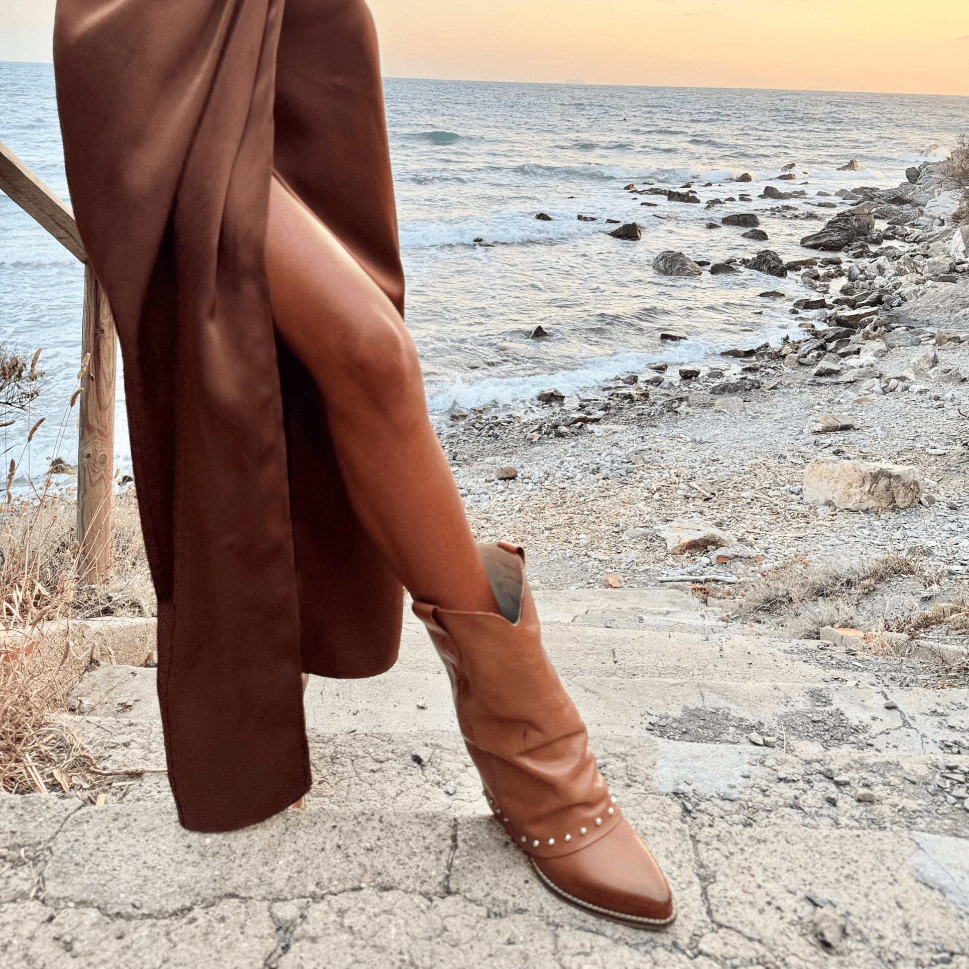 Stivaletti Texani Sidney Brushed Caramel - KALI SHOES®