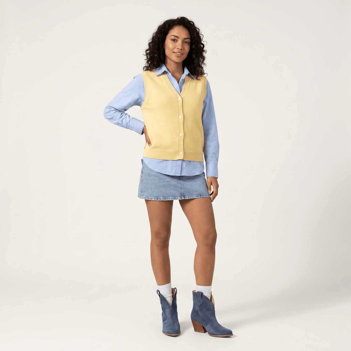 Stivaletti Texani Velvet Blue Jeans - KALI SHOES®