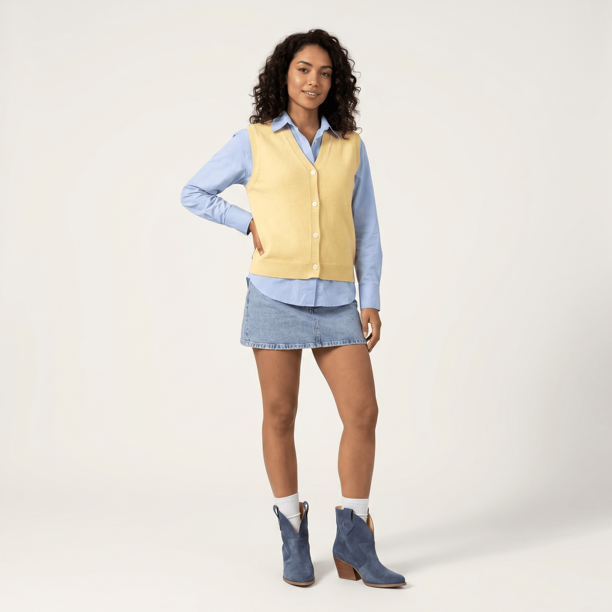 Stivaletti Texani Velvet Blue Jeans - KALI SHOES®