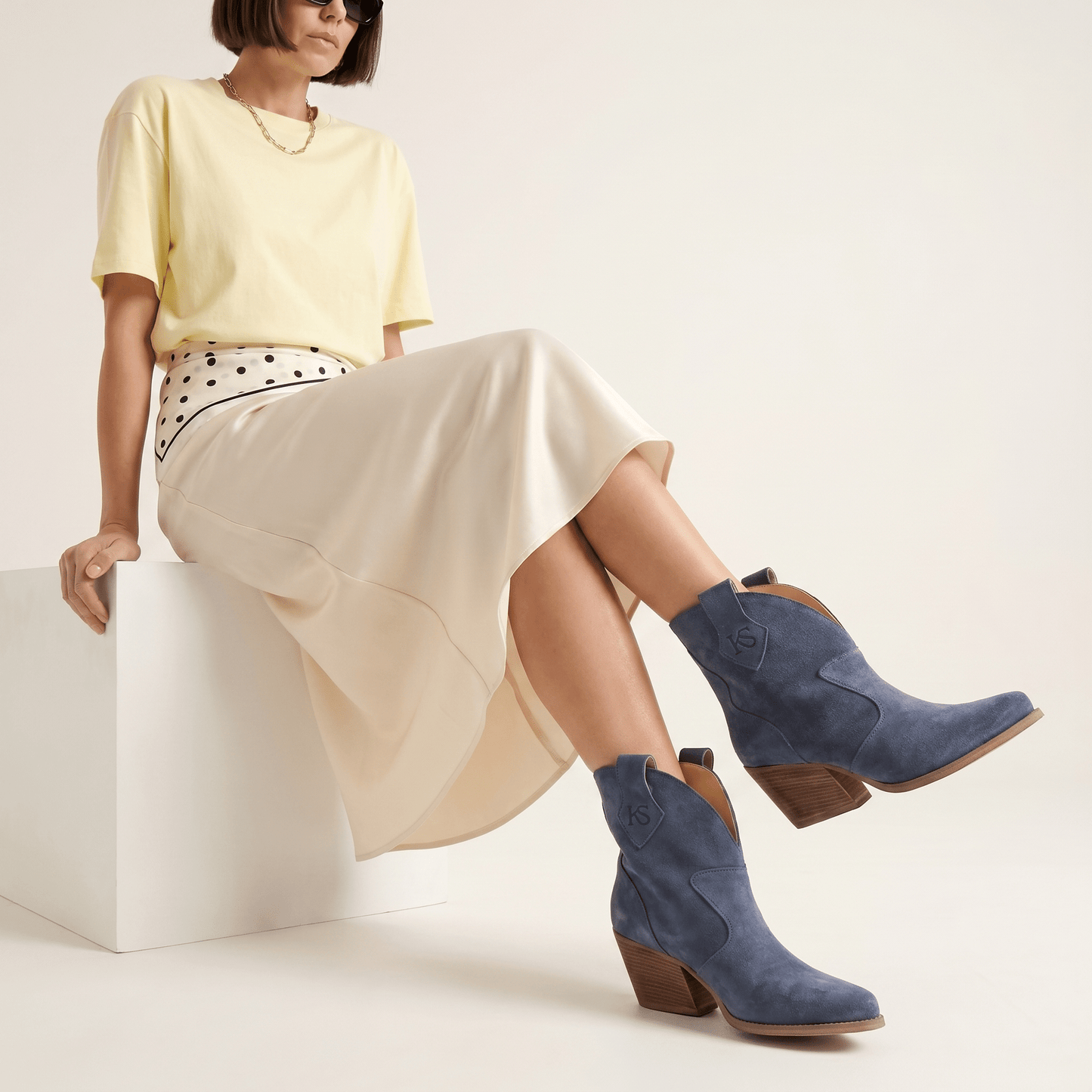 Stivaletti Texani Velvet Blue Jeans - KALI SHOES®
