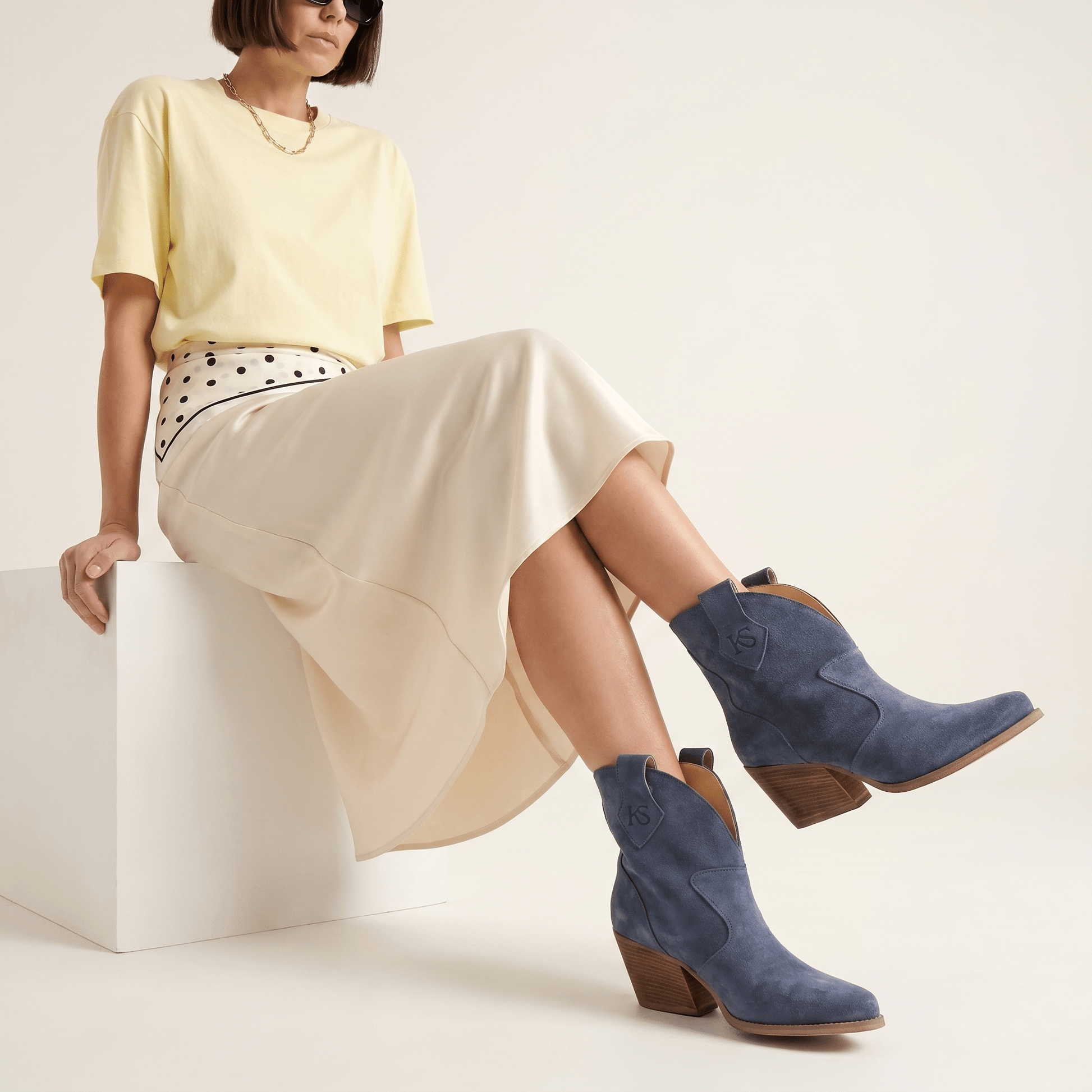 Stivaletti Texani Velvet Blue Jeans - KALI SHOES®