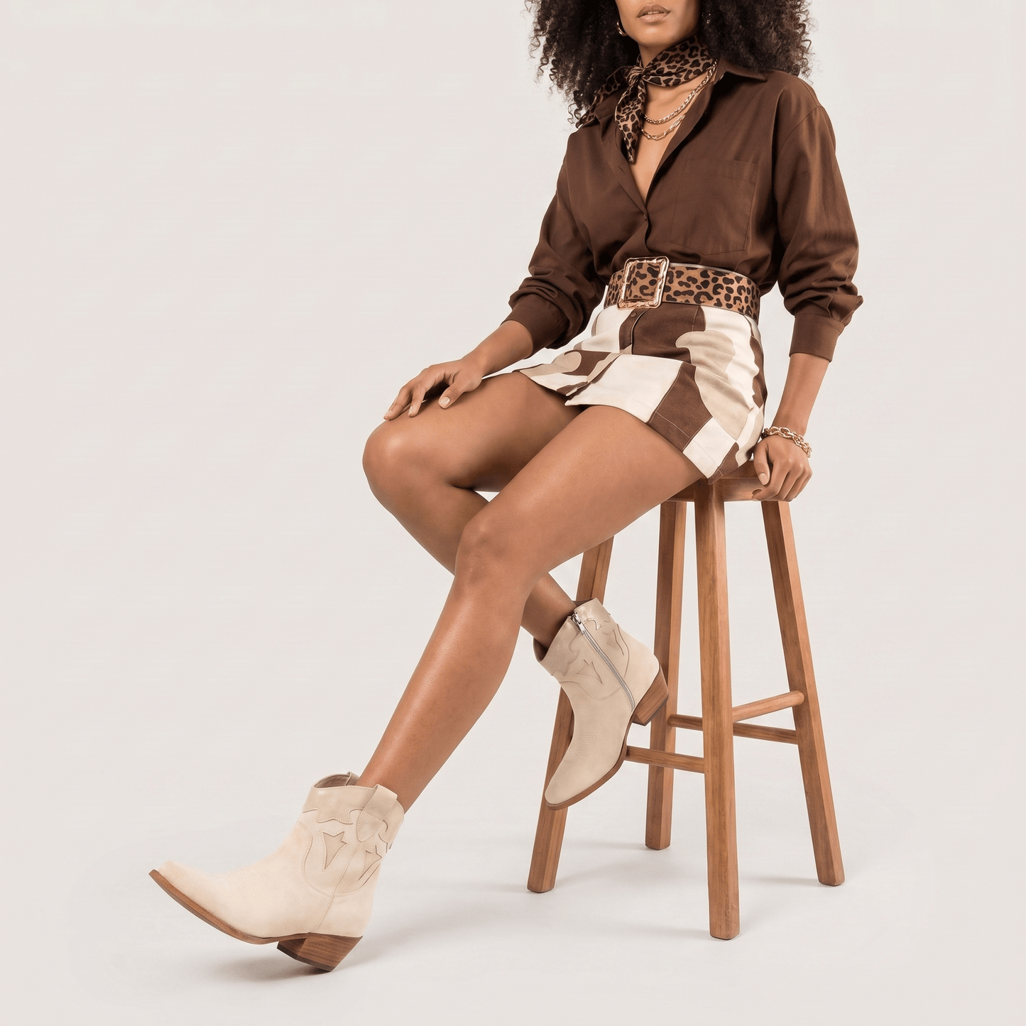 Stivaletti Texani Vicky Shine Beige - KALI SHOES®