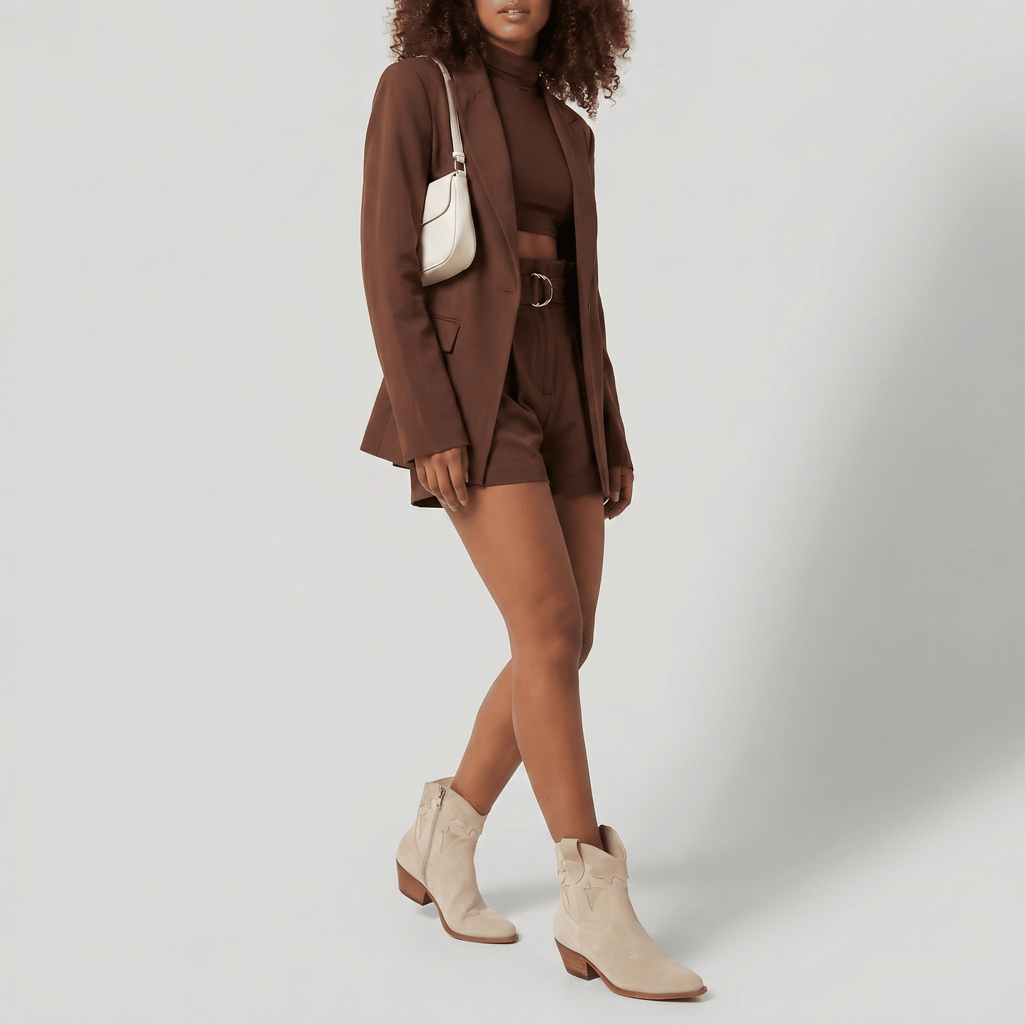 Stivaletti Texani Vicky Shine Beige - KALI SHOES®