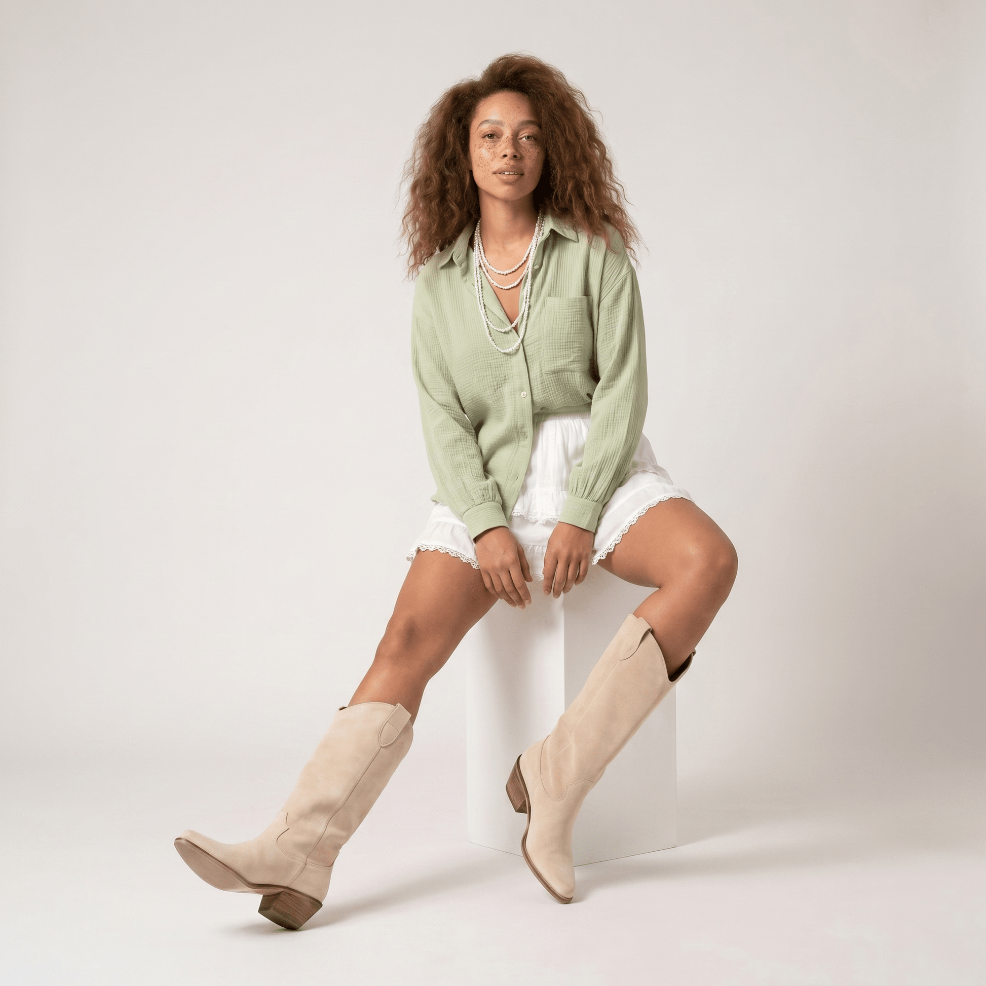 Stivali Texani Jesse Beige - KALI SHOES®