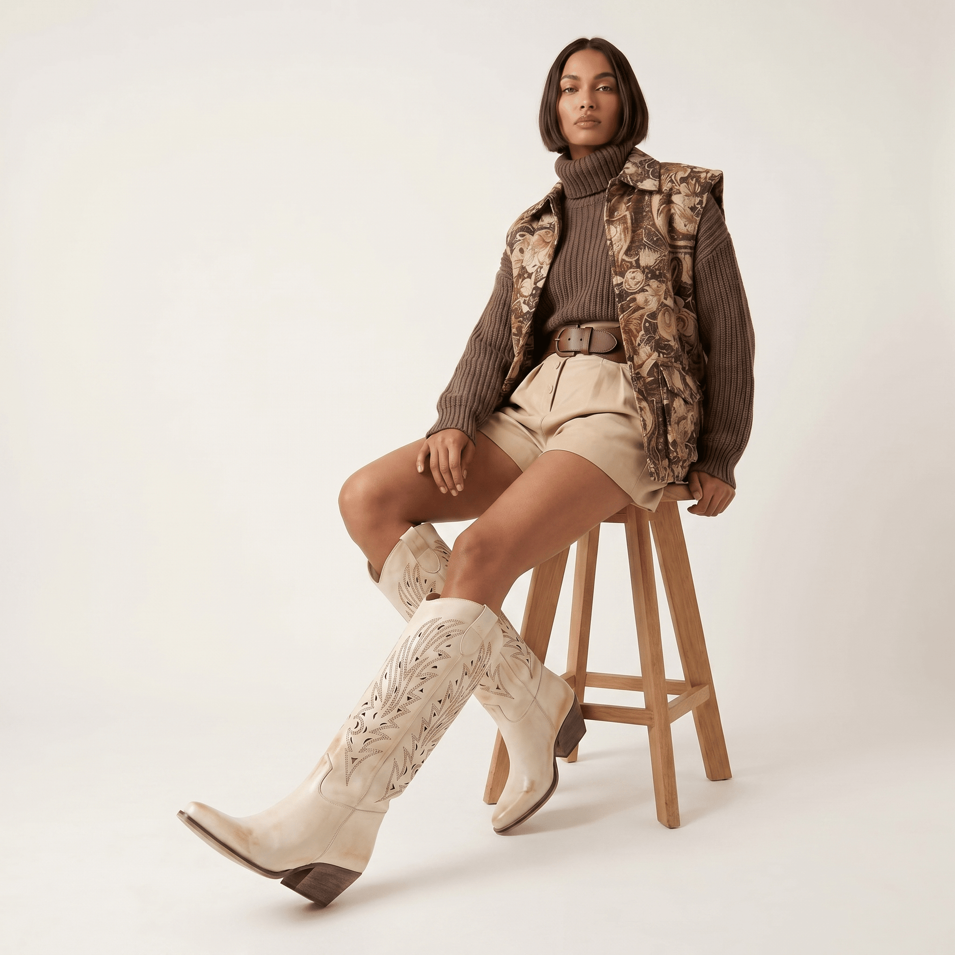 Stivali Texani Maui Beige - KALI SHOES®
