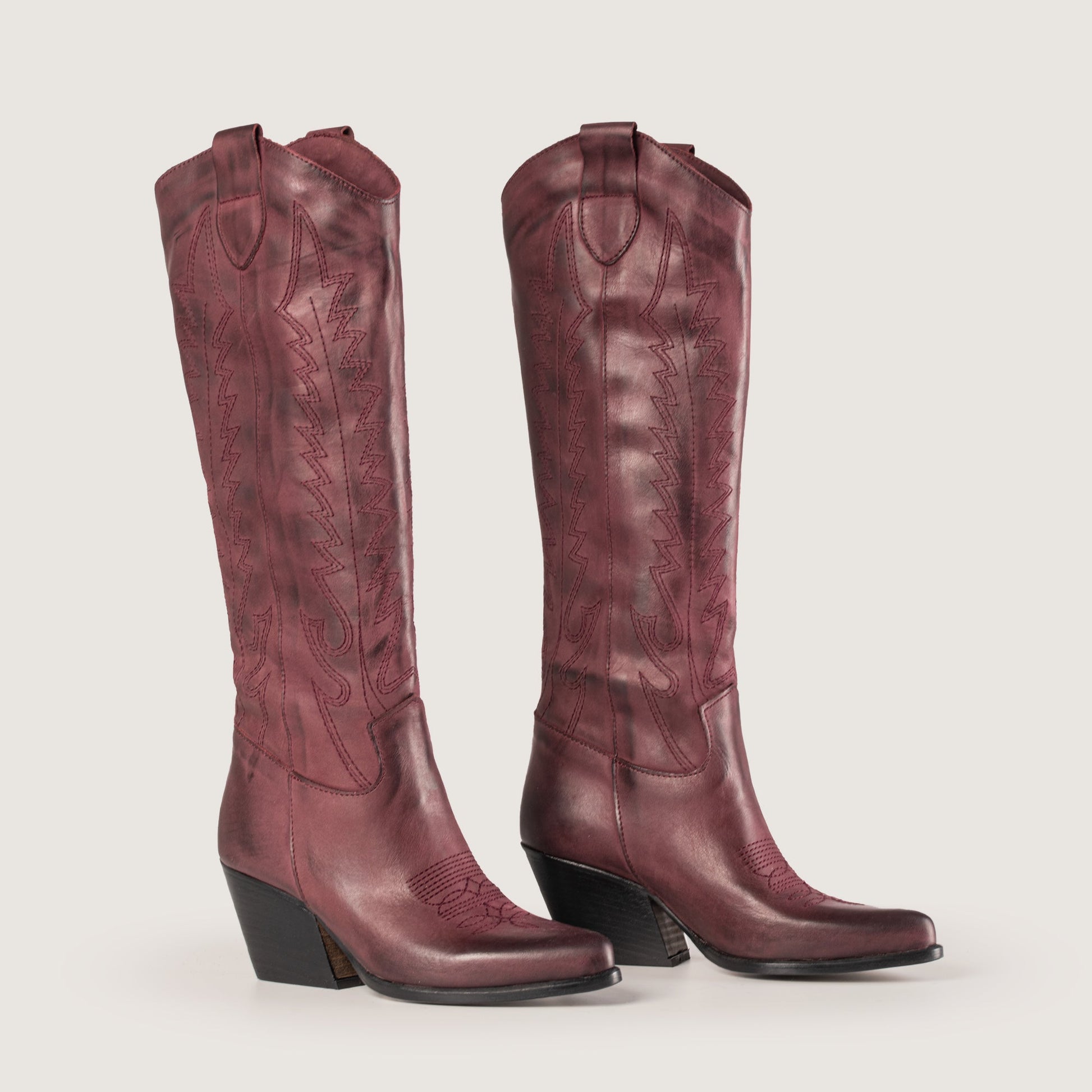 Stivali Texani Nabiki Brushed Bordeaux - KALI SHOES®