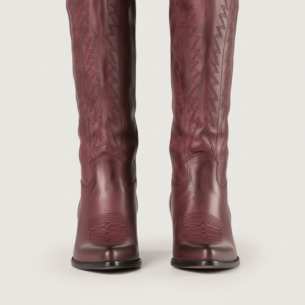 Stivali Texani Nabiki Brushed Bordeaux - KALI SHOES®