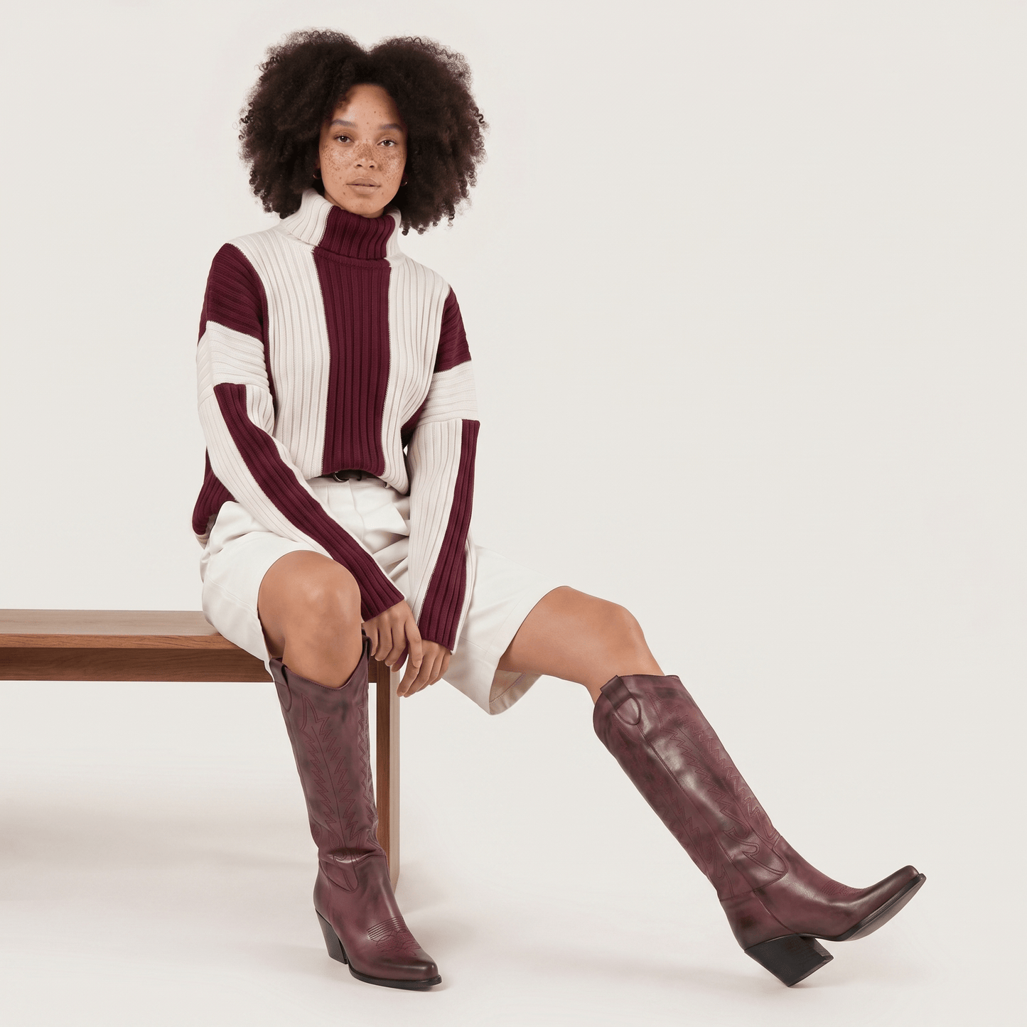 Stivali Texani Nabiki Brushed Bordeaux - KALI SHOES®