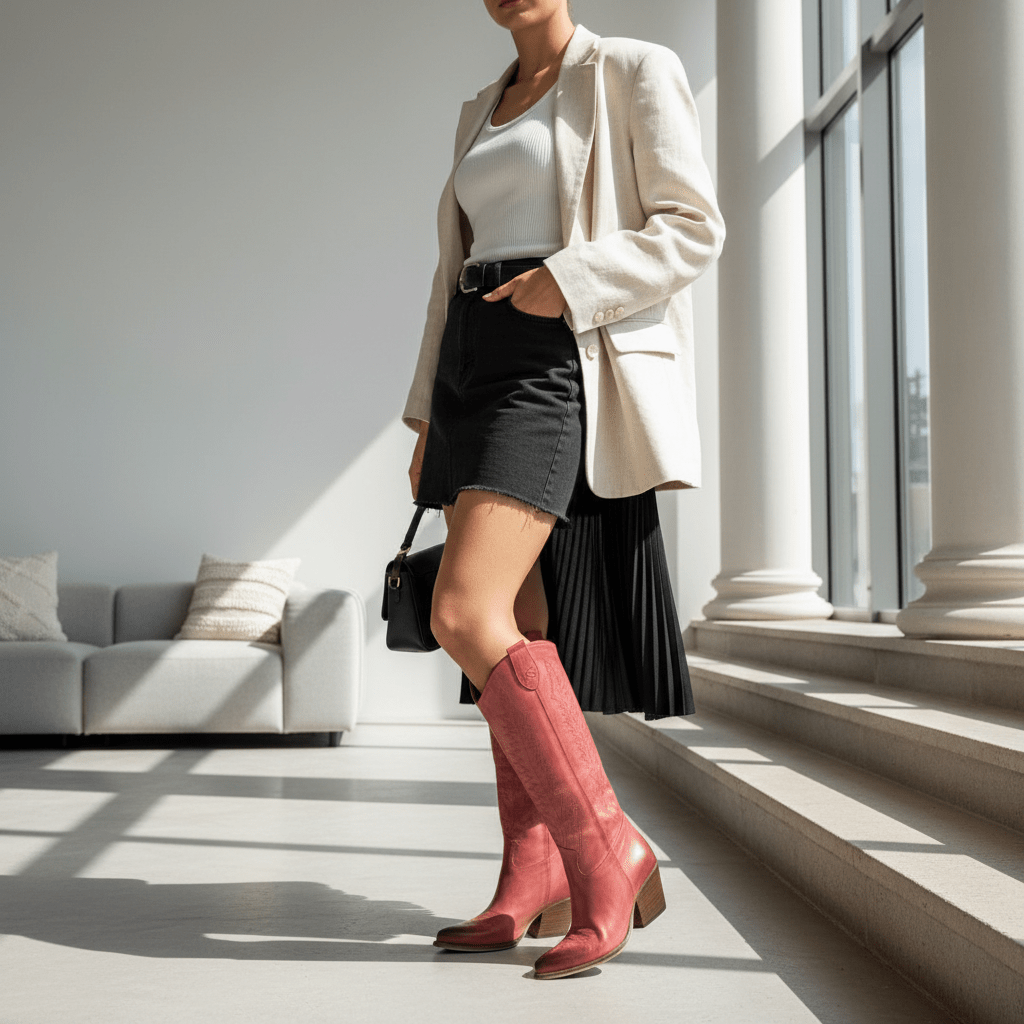 Stivali Texani Nabiki Brushed Wild Rose - KALI SHOES®