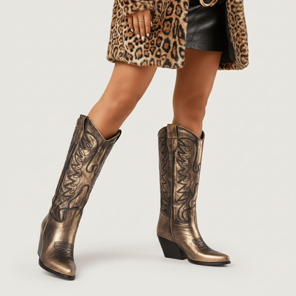 Stivali Texani Rowena Burnished Gold - KALI SHOES®