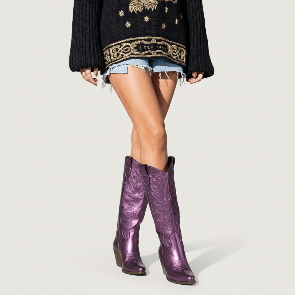 Stivali Texani Rowena Violet Shine - KALI SHOES®