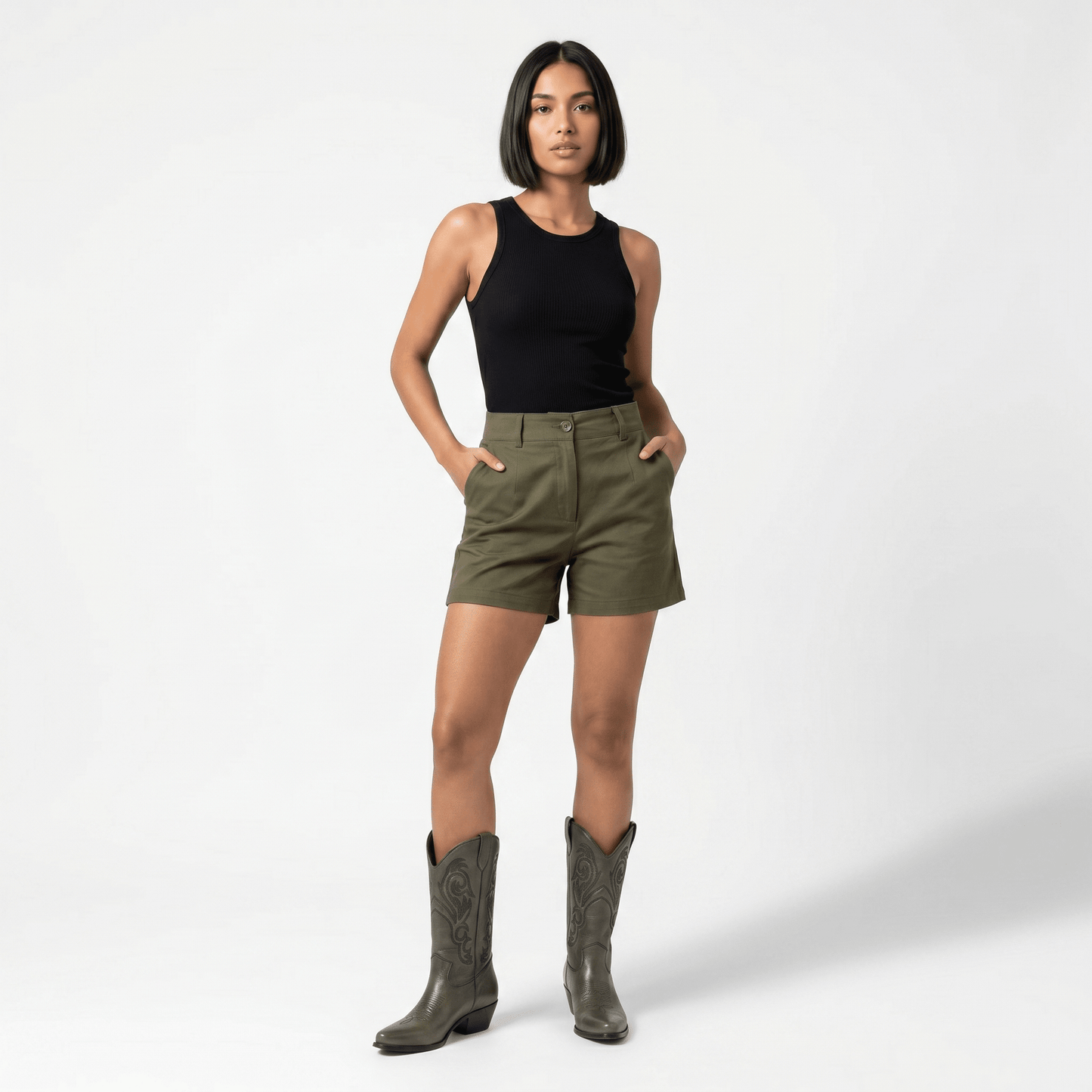 Stivali Texani Shelby Olive - KALI SHOES®