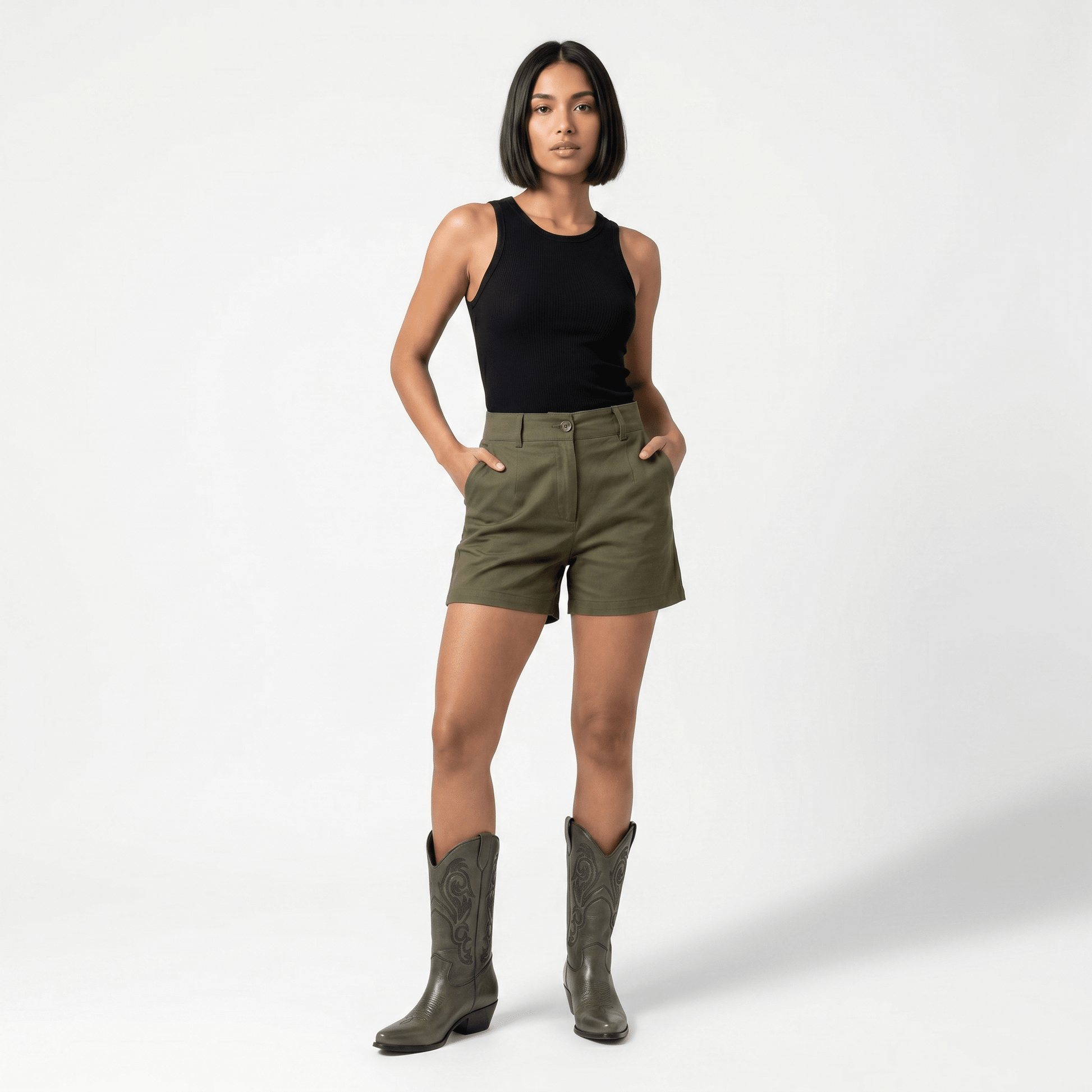 Stivali Texani Shelby Olive - KALI SHOES®