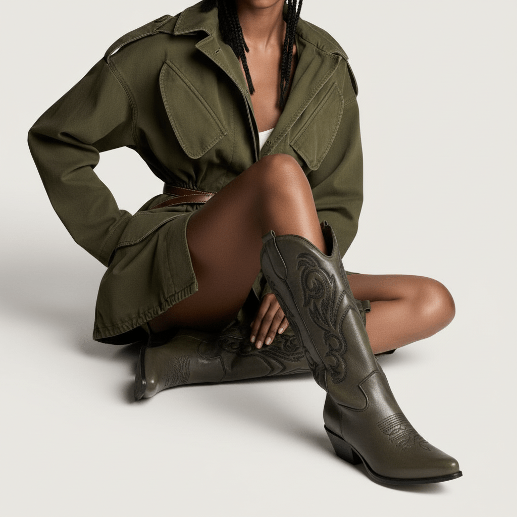 Stivali Texani Shelby Olive - KALI SHOES®